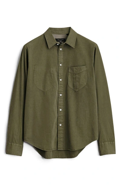 Rag & Bone Garment-dyed Cotton And Lyocell Shirt In Moss