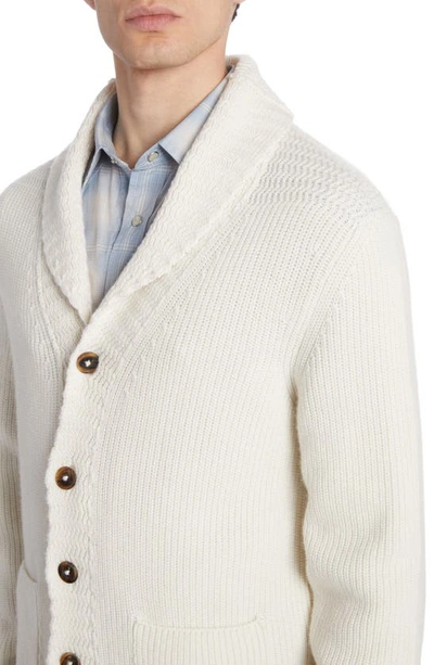 Shop Tom Ford Shawl Collar Cashmere Cardigan In Cream White