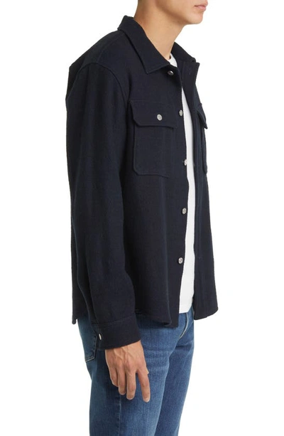 Shop Frame Cotton & Wool Shirt Jacket In Dark Navy