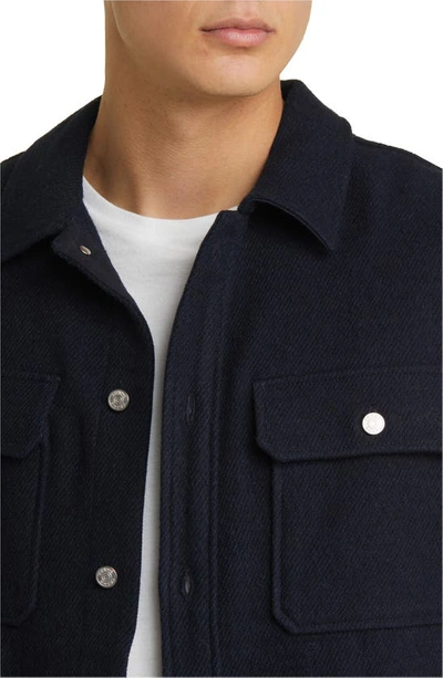 Shop Frame Cotton & Wool Shirt Jacket In Dark Navy