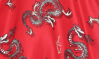 Shop Kenzo Kids' Allover Dragon Print Dress In Bright Red