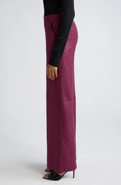 Shop L Agence Livvy Houndstooth Wool Blend Trousers In Pink/ Black Houndstooth