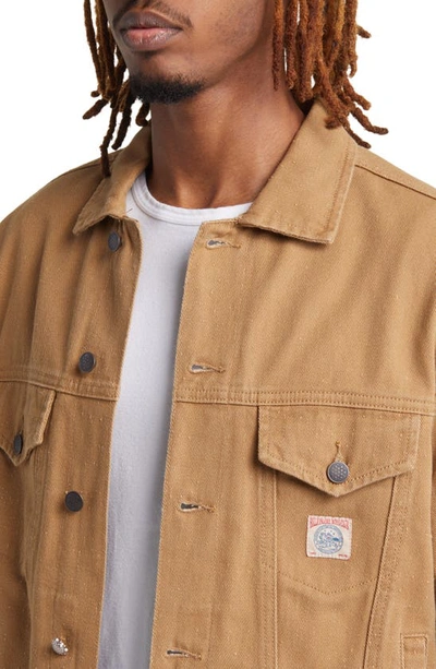 Shop Billionaire Boys Club Earth Cotton Denim Graphic Trucker Jacket In Latte