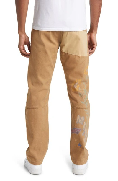 Shop Billionaire Boys Club Wordly Stenciled Flat Front Chinos In Latte
