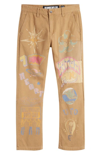 Shop Billionaire Boys Club Wordly Stenciled Flat Front Chinos In Latte