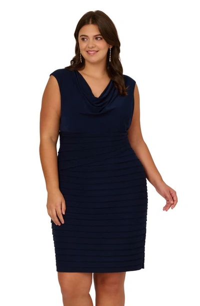 Shop Adrianna Papell Cowl Neck Banded Dress In Midnight