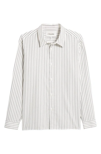 Shop Frame Classic Fit Stripe Cotton Button-up Shirt In Navy Stripe