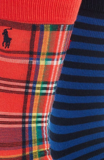 Shop Polo Ralph Lauren Assorted 2-pack Plaid & Stripe Dress Socks In Red