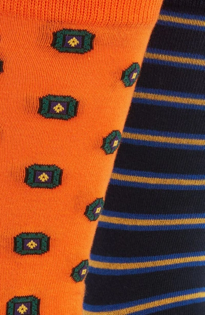 Shop Polo Ralph Lauren Assorted 2-pack Medallion & Stripe Dress Socks In Orange Multi
