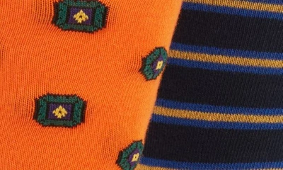 Shop Polo Ralph Lauren Assorted 2-pack Medallion & Stripe Dress Socks In Orange Multi