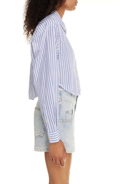 Shop Isabel Marant Étoile Eliora Stripe Crop Cotton Button-up Shirt In Azure