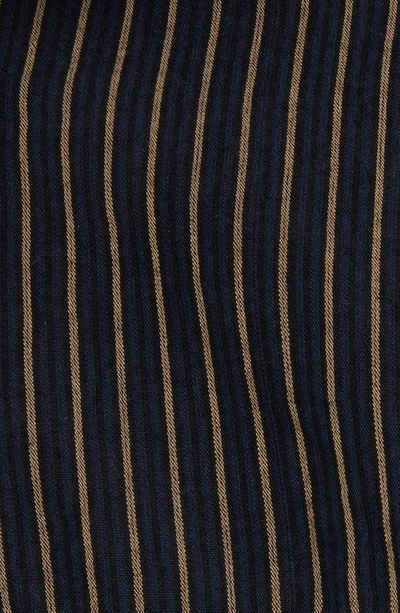 Shop Isabel Marant Étoile Liliane Stripe Tie Waist Shirtdress In Black Midnight