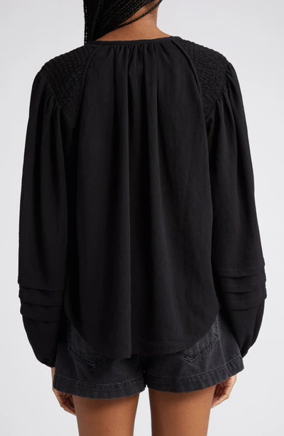 Shop Isabel Marant Étoile Lamaya Smocked Shoulder Top In Black