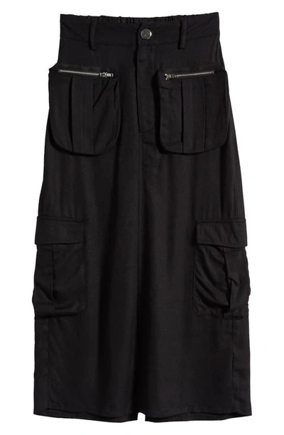 Shop Good Luck Girl Kids' Twill Maxi Cargo Skirt In Black