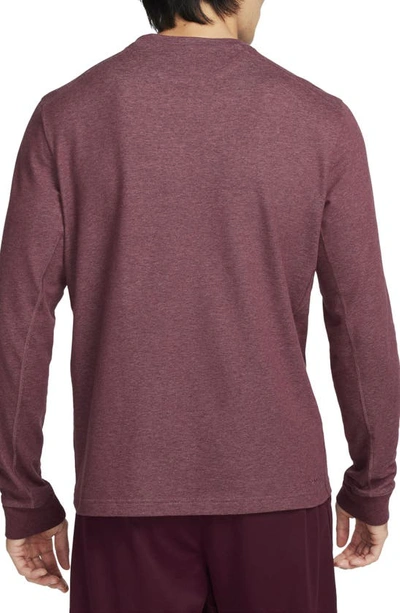 Shop Nike Dri-fit Primary Long Sleeve T-shirt In Night Maroon/ Heather