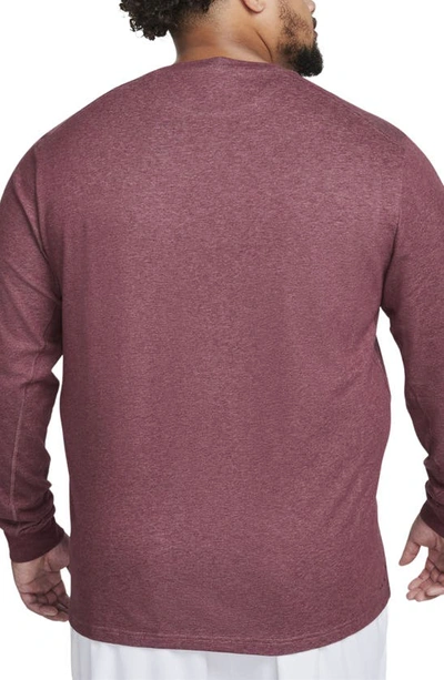 Shop Nike Dri-fit Primary Long Sleeve T-shirt In Night Maroon/ Heather