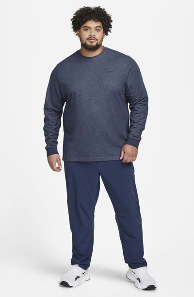 Shop Nike Dri-fit Primary Long Sleeve T-shirt In Obsidian Heather/ Heather