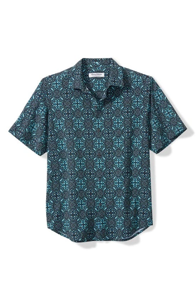 Shop Tommy Bahama Bahama Coast Mosaic Geo Islandzone® Button-up Camp Shirt In Pool Party Blue
