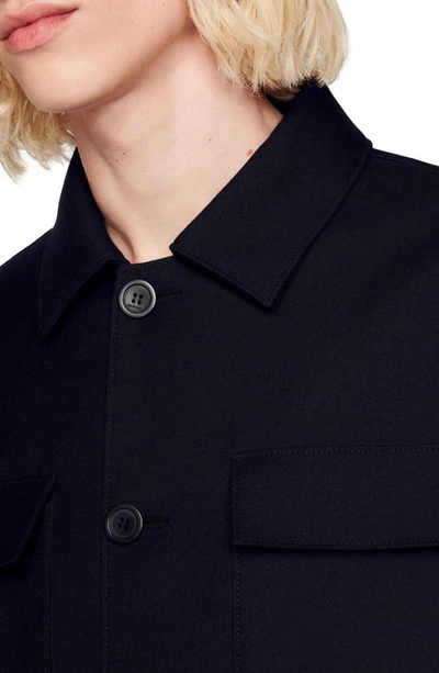 Shop Sandro Button-up Shirt Jacket In Black
