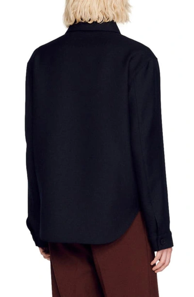 Shop Sandro Button-up Shirt Jacket In Black
