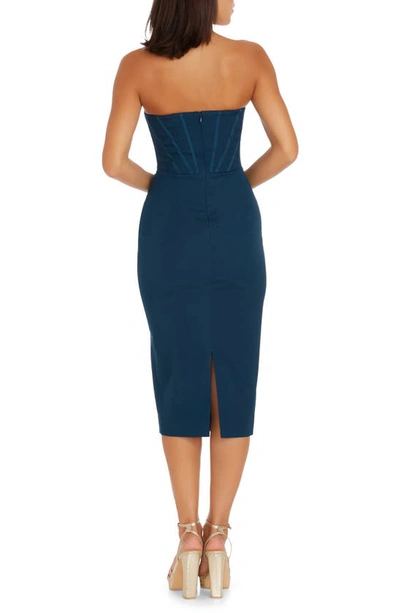 Dress The Population Cosette Strapless Corset Dress In Peacock Blue