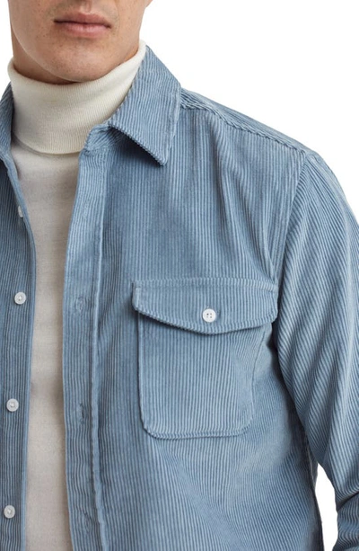 Shop Reiss Bonucci Corduroy Button-up Shirt Jacket In Ashley Blue