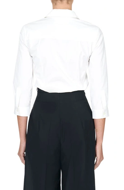 Shop Carolina Herrera Icon Embroidered Flower Cotton Button-up Shirt In White Multi