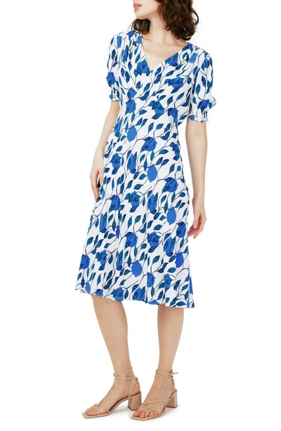 Shop Dvf Jemma Floral Print Dress In Lantern Leaves Ivory Med