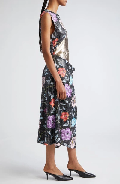 Shop Puppets And Puppets Mother Floral Sequin Midi Dress In Floral Multi