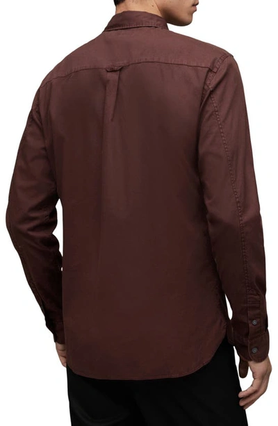 Shop Allsaints Hawthorne Slim Fit Button-up Shirt In Warm Red