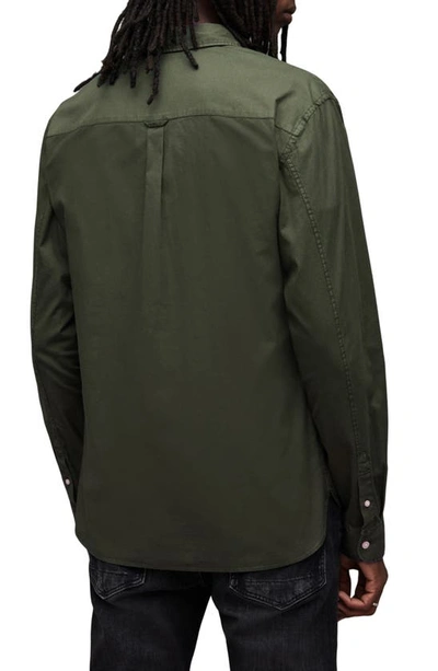 Shop Allsaints Hawthorne Slim Fit Button-up Shirt In Dark Ivy Green
