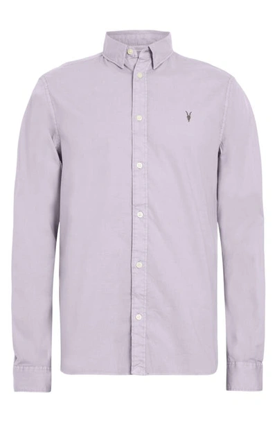 Shop Allsaints Hawthorne Slim Fit Button-up Shirt In Spaced Lilac Purple