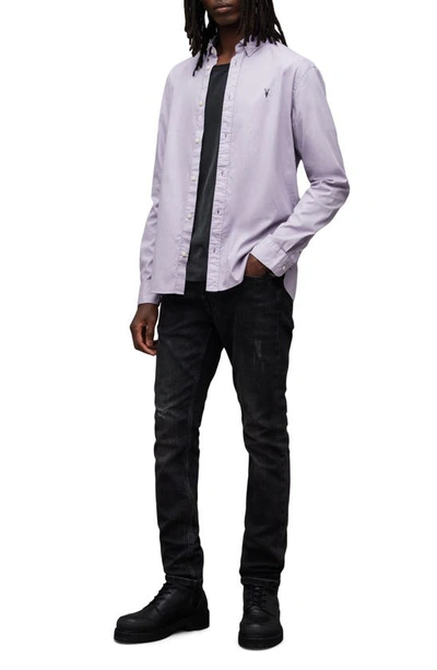 Shop Allsaints Hawthorne Slim Fit Button-up Shirt In Spaced Lilac Purple