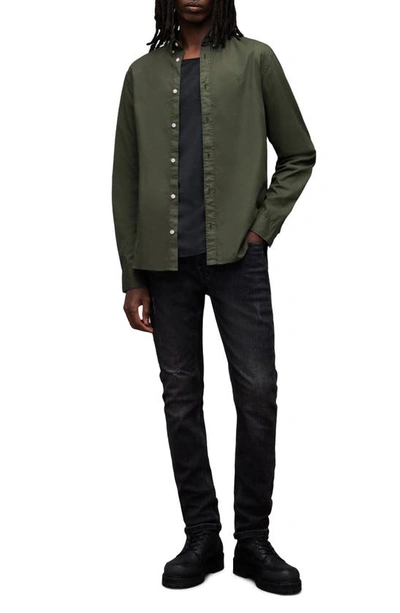 Shop Allsaints Hawthorne Slim Fit Button-up Shirt In Dark Ivy Green