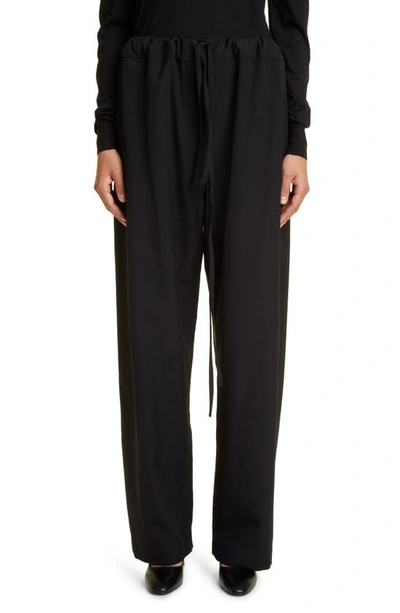 Shop The Row Argent Wool Drawstring Pants In Black