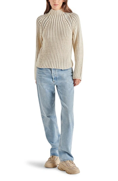 Shop Steve Madden Terra Plaited Rib Mock Neck Sweater In Ash Grey