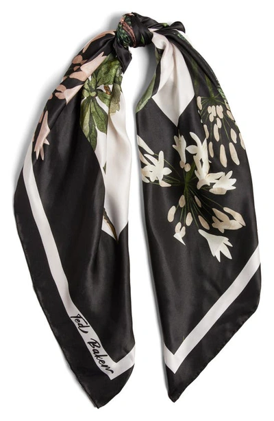 Shop Ted Baker Janasi Floral Silk Scarf In Black