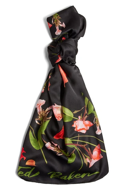 Shop Ted Baker Fionaa's Floral Long Silk Scarf In Black