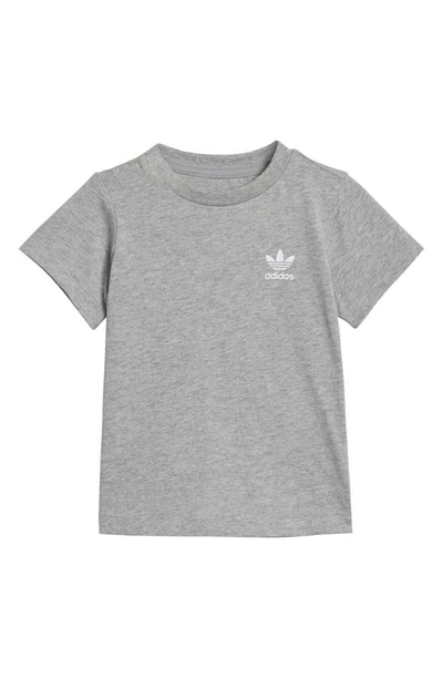 Shop Adidas Originals Lifestyle Logo T-shirt & Shorts Set In Medium Grey Heather