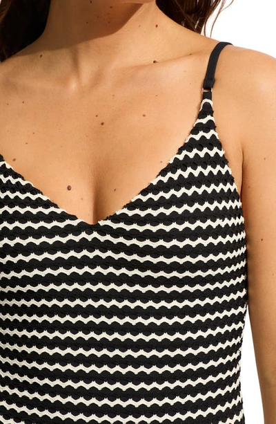 Seafolly Mesh Effect One-piece Swimsuit In Black