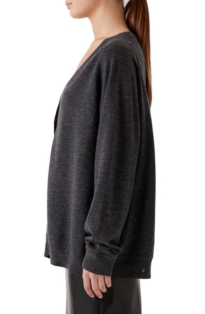 Shop Sophie Rue Mona Oversize Wool Blend Cardigan In Dark Grey