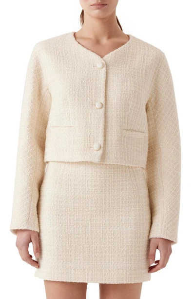 Shop Sophie Rue Eloise Tweed Jacket In Cream