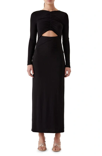 Shop Sophie Rue Stella Center Cutout Long Sleeve Knit Dress In Black