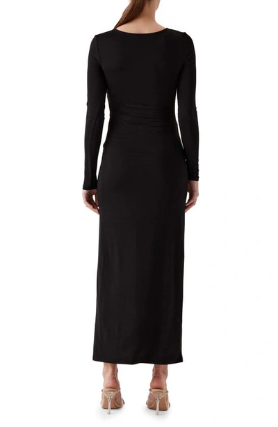 Shop Sophie Rue Stella Center Cutout Long Sleeve Knit Dress In Black