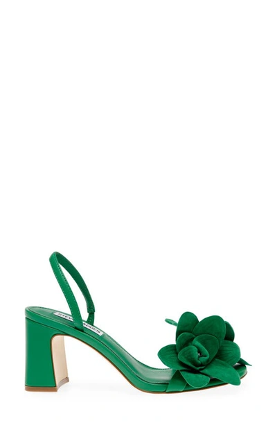 Shop Steve Madden Farrie Flower Slingback Sandal In Green Suede