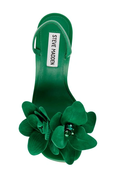 Shop Steve Madden Farrie Flower Slingback Sandal In Green Suede