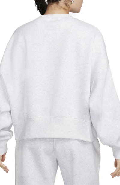 Shop Nike Sportswear Oversize Fleece Sweatshirt In Birch Heather/ Sail