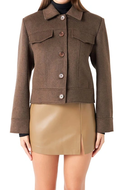ENDLESS ROSE ENDLESS ROSE STRUCTURED WOOL BLEND CROP JACKET 