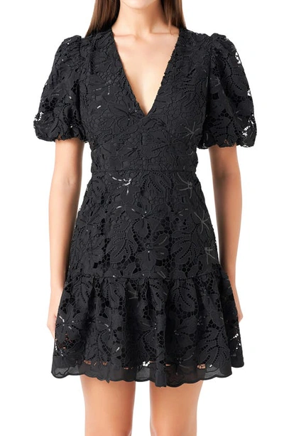 Shop Endless Rose Sequin Lace Fit & Flare Minidress In Black