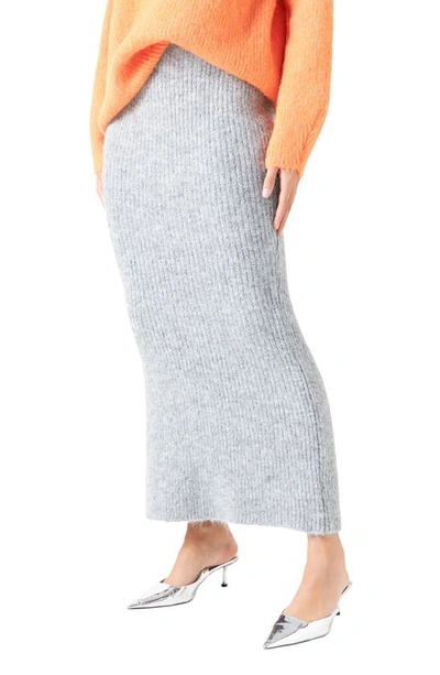 Endless Rose Women's Fuzzy Mermaid Maxi Skirt In Heather Grey